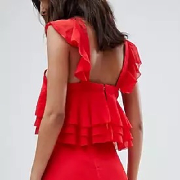 The Jetset Diaries Sintra Red crop ruffle top - Picture 3 of 9